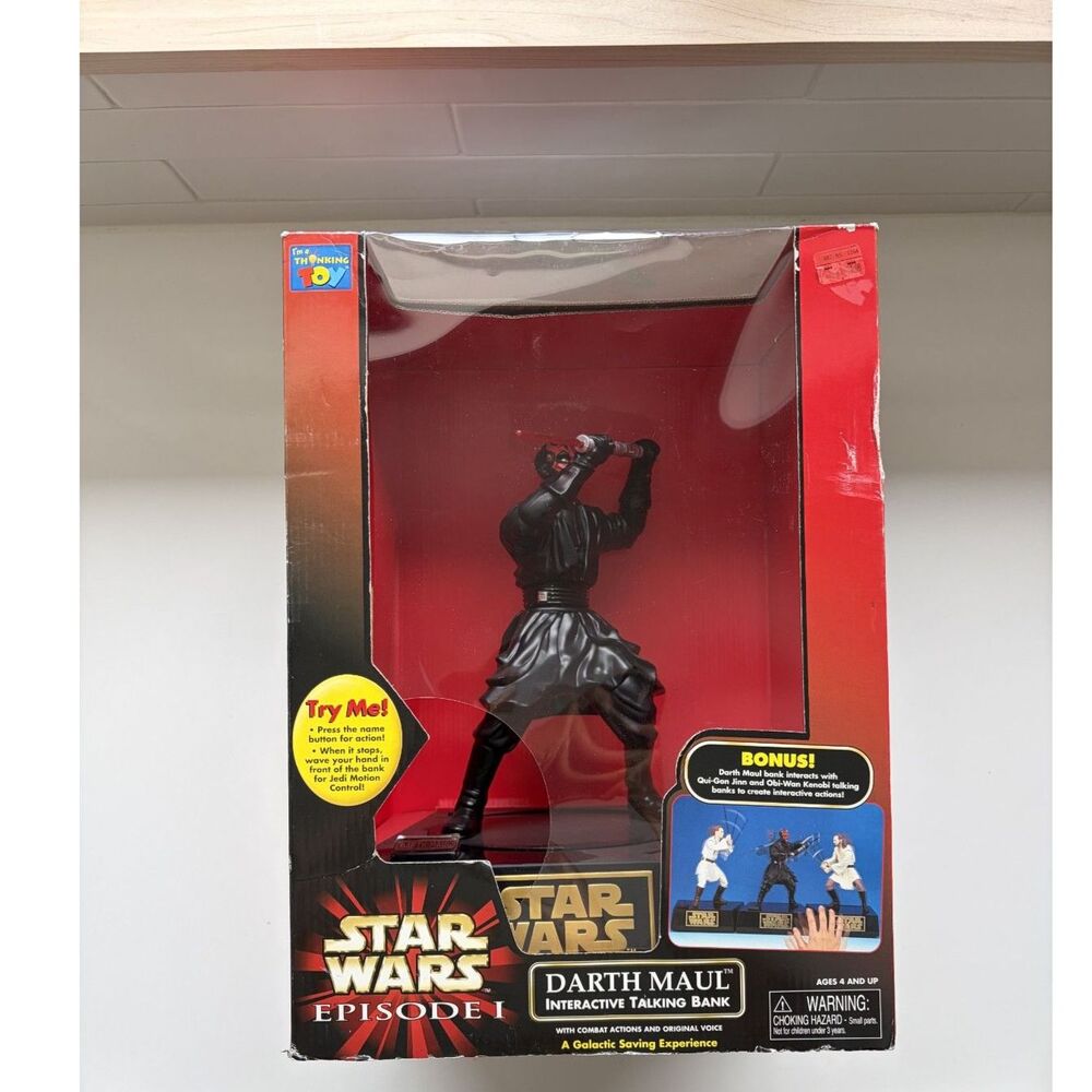 1999 Vintage Star Wars Darth Maul talking bank with combat action NEW